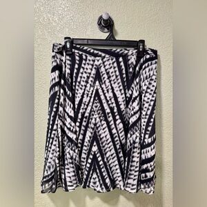 Calvin Klein Black and White Chevron Midi Skirt